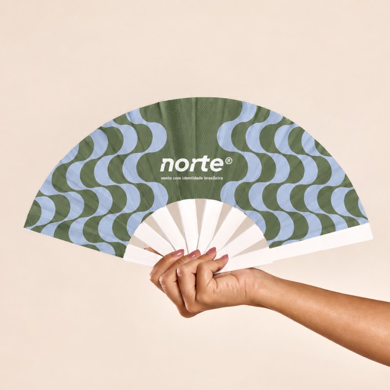 Leque Vento com Identidade Verde Pastel Pocket